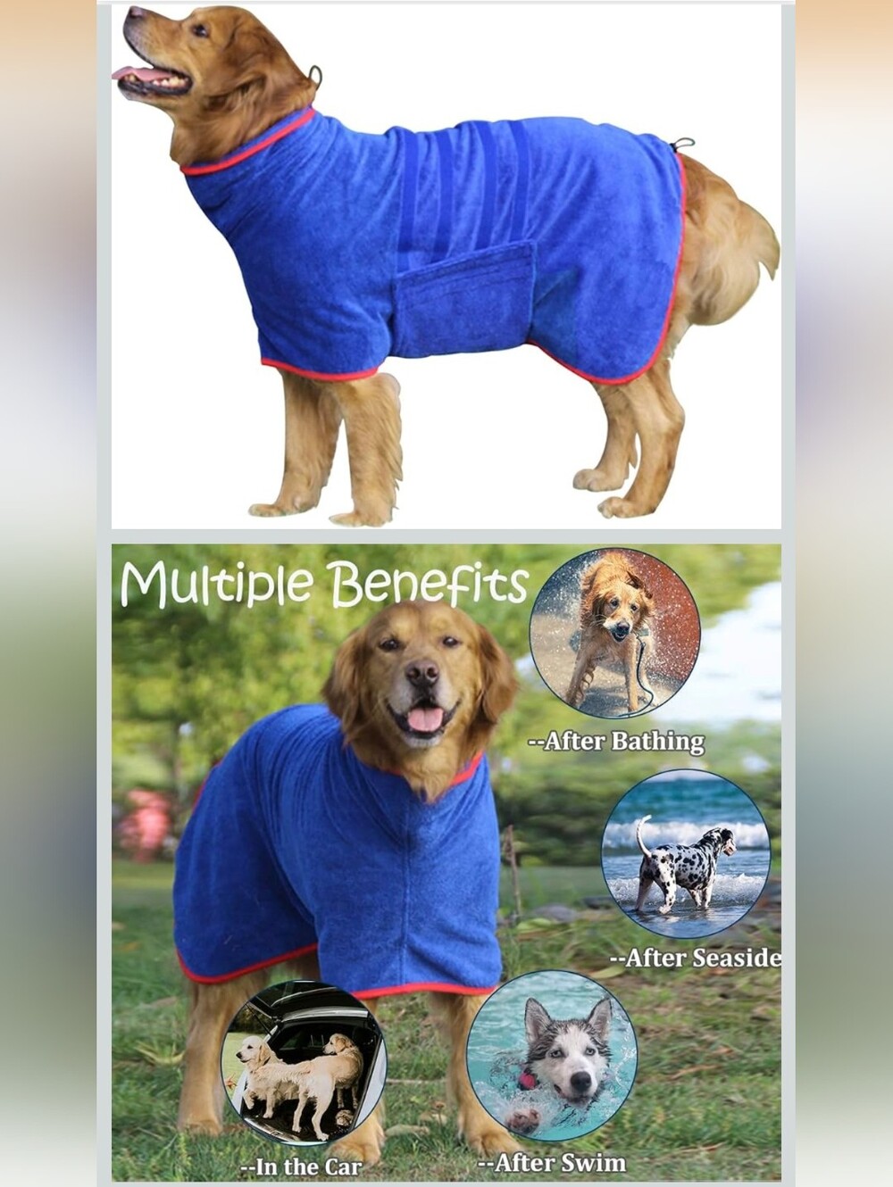 Blue Dog Bathrobe Coat- XL Pet Towel Wrap
